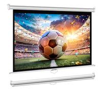 INMOZATA Pull Down Projector Screen 100 Inch/ 210X165cm Wall & Ceiling Mounted Projector Screen with 4:3 Aspect Ratio Matte White Screen for Home School Cinema Theater Outdoor Indoor