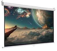 INMOZATA Pull Down Projector Screen White, 72in Wall & Ceiling Mounted HD Projection Screen with 4:3 Ratio Matte White Screen for Home School Cinema Theater Outdoor Indoor Public Display (140x105cm)