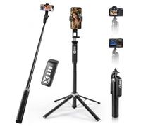 INMOZATA Selfie Stick Tripod, 71" Extra Phone Tripod Stand for Filming with Detachable Bluetooth Remote, Extendable Tube Selfie Stick for iPhone, Android, Camera, Gopro