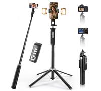INMOZATA Selfie Stick Tripod with Light, 71" Extra Phone Tripod Stand for Filming with Detachable Bluetooth Remote, Extendable Tube Selfie Stick for iPhone, Android, Camera, Gopro
