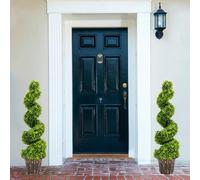 INMOZATA Set of 2 Artificial Trees Outdoors 4FT/120cm Fake Spiral Topiary Topiary Trees Large Artificial Plants for Indoor Garden Front Door Decoration