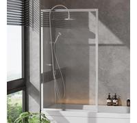 INMOZATA Shower Screen, 180 Frosted Ribbed Glass Shower Screens for Bath, Over Bath Shower Screen Glass Panel, 800 * 1400mm