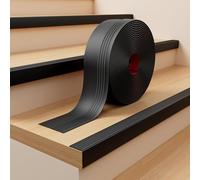 INMOZATA Stair Anti Slip Nosing，6M Vinyl Stair Edge Trim Non-Slip Self Adhesive Staircase Step Edge Protector Flexible Rubber Treads Edge Trim for Outdoor Indoor Stair(Black)