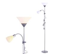 INMOZATA Standard Lamps Living Room, Uplighter Floor Lamp, Modern Mother & Child Tall Floor Lamp for Living Room, Bedroom, Lounge, Office(Silver)