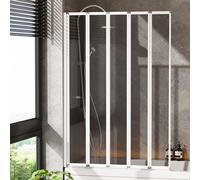 INMOZATA Transparent Shower Screen, 5 Panel Folding Bath Shower Screen, Over Bath Shower Screens Tempered Glass Panel Shower Screens, 1200 * 1400mm (Transparent)