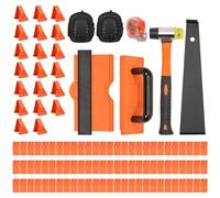 INMOZATA Wood Flooring Tools Installation Kit with 100 Flooring Spacers, Tapping Block with Handle, Protective Knee Pads, Tape Measure, 10" Contour Gauge, Double Sided Hammer, Heavy Duty Pull Bar