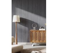INMOZATA Wooden Acoustic Slat Wall Panel-3D Decorative Sound Absorbing & Soundproofing Wall Paneling for Living Room Bedroom Home Cinema Studio Interior Easy Installation,2400x600mm,Grey-A