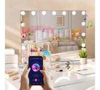 INMTFEI Bluetooth Hollywood Vanity Mirror with 15 dimmable LED Bulbs, 3 lighting modes in White INMTFEI White
