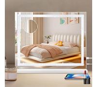 INMTFEI Crystal Trimmed Hollywood Vanity Mirror, 58×48cm LED Lighted Makeup Mirror, Touch Control,USB Port, 5X Magnifying, Tabletop & Wall-Mounted Cosmetic Mirror for Bedroom,Dressing room,Dorm