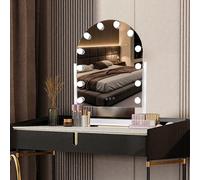 INMTFEI Hollywood Arched Vanity Mirror with 12 LED Bulbs 3 Colour Dimmable Lights in White INMTFEI White