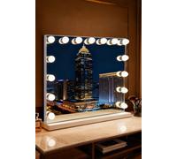 INMTFEI Hollywood LED Vanity Mirror 15 Bulbs 3 Light Modes 58x46cm 5X in White | Size: 58x46 cm INMTFEI White 58x46 cm