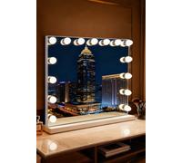 Inmtfei Hollywood Led Vanity Makeup Mirror 58X46Cm With 15 Bulbs, 3 Light Modes, Dimmable, 5X Magnifying Mirror