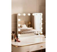 Inmtfei Hollywood Vanity Makeup Mirror 58X46Cm With 15 Led Bulbs 3 Colour Modes 5X Magnifier And Usb Charging