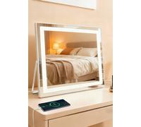 Hollywood Makeup Mirror 58X46Cm, Led Strip Lights, 3 Colour Modes, 5X Magnifier, Usb Charging, Touch Control