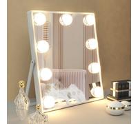 Inmtfei Hollywood Vanity Makeup Mirror 25X30Cm With 9 Led Bulbs 3 Light Modes And 360 Degree Rotation