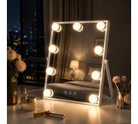 Inmtfei Hollywood Vanity Mirror, 25X30Cm, 9 Led Bulbs, 3 Color Modes Dimming Touch Control Lighted, 360 Rotatable Light Up Mirror