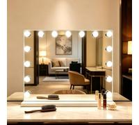 Inmtfei Hollywood Vanity Mirror Lighted Makeup Mirror 3 Light Modes Adjustable Brightness 5X Magnifier 58X46Cm