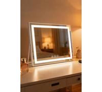 Hollywood Vanity Makeup Mirror 50X40Cm With Led Strip 3 Colour Modes 5X Magnifier Usb Charging And 360 Degree Rotation