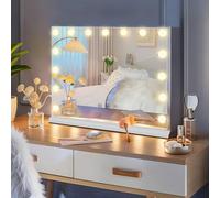 INMTFEI Hollywood Vanity Mirror with lights,15 LED Bulbs, 58x46cm Makeup Mirror with led lights, Touch Control, 3 Light Modes, 5X Magnifier, USB Charging, Memory Function, Dimmable