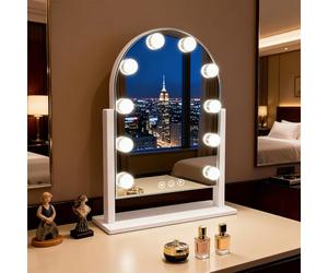 INMTFEI Hollywood Vanity Mirror with Lights,Arch shape Dressing table mirror,3 Colour Dimmable Lights, 360°Rotation,Touch Control & Memory Function for Dressing Table (30X40CM)