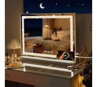 INMTFEI White Hollywood Crystal LED Vanity Makeup Mirror 3 Modes 58x46cm | Size: 58x46 cm INMTFEI White 58x46 cm