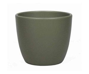 INNA-Glas Ceramic plant pot, Ø28cm, 25cm, olive green, matt