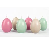 INNA-Glas Easter Egg Candles LEONITA, Old-Pink-Grey-Mint, 6cm, 4,5cm, 7h