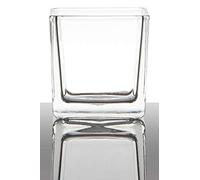 INNA-Glas Tea light candle holder KIM, cube/square, clear, 3.1"x3.1"x3.1"/8x8x8cm - Transparent vase/Lantern for tealight/Small glass