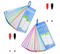 INNAL 30 Mathematics Flashcards, 1-1 Subtraction Flashcards, 1÷1 Division Mathematics Flashcards with 4 Erasable Pens, Division Learning Cards, Math Learning Card Game for Home School