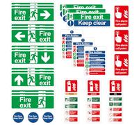 INNAL 30 pcs Safety Signs Kit - Fire Exit Signs Self Adhesive(Right, Left, Up, Down Arrow), Fire Action Notice Sign, Door Keep Shut, Exit Keep Clear, Call Point Sign, Extinguisher Stickers