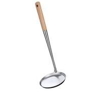 INNAL Flat Frying Spoon Ladle: Stainless Steel Kitchen Frying Round Mold Rosette Frying Spoon with Wood Handle for Cooking Deep Fry Hot Pot (As Shown 175.0 grams)