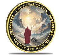 INNATO I Will Fear No Evil Faith Over Fear Challenge Coin - Christian Faith Pocket Token, Scripture-based Pocket Medallion, Inspirational Scripture Coin For Courage & Protection