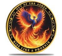 INNATO Out of the Ashes Phoenix AA Medallion Sobriety Coin - Inspirational Zinc Alloy Pocket Token, Symbol of Recovery & Renewal, Recovery Support, Milestone Gift