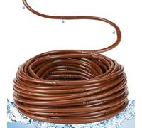 Innconee 1/4 Inch Drip Irrigation Tubing Hydroponics Dripline Hose with 6 Inch Emitter Spacing Irrigation Drip Line Emitter Tubing for Gardens Efficient Raised Beds Flower Watering(Brown,100 ft)