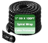 Innconee 1 Pcs Spiral Wrap Cable Protector, Safe 1" Od X 100' Pre Cut Lengths Hydraulic Hose Protector Wrap to Avoid Wear and Extend Life for Hydraulic Pneumatic Hoses (Black)