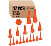 Innconee 17/35 Pcs Hydraulic Oil Service Plug Kit - Multi Sizes (Large, Medium, Small) - Drip Proof Hose Plugs - Industrial Hydraulic Plugs - Orange