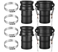 Innconee 2 Set Camlock Fittings Type C&E Polypropylene Cam and Groove Hose Fitting Kit Include Female Coupling Cam Lock, Male Adapter Camlock, Gasket, Hose Clamps for Industrial (3 Inch)