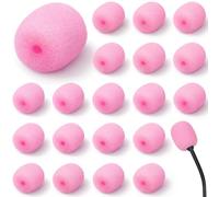Innconee 20 Pcs 2x15 mm Mini Size Headset Windscreen Microphone Foam Cover Small Lapel Mic Sponge Pop Filter Replacement for Hole Ear-hook Other Headset Microphones(Light Pink)
