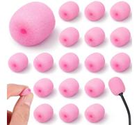 Innconee 20 Pcs 2x15 mm Mini Size Headset Windscreen Microphone Foam Cover Small Lapel Mic Sponge Pop Filter Replacement for Hole Ear-hook Other Headset Microphones(Light Pink)