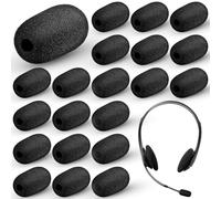 Innconee 20 Pcs 5x36 mm Mini Size Headset Windscreen Microphone Foam Cover Small Lapel Mic Sponge Pop Filter Replacement for Hole Ear-hook Other Headset Microphones(Black)