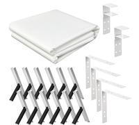 Innconee 25 x 25 ft Skating Rink Kit for Backyard Replacement DIY White Ice Rink Liner Tarp and Hardware for Home Hockey Practice or Ice Skating Training