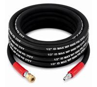 Innconee 3/8 Inch 50 ft High Pressure Washer Hose 6000 PSI Power Washer Hose with Quick Connect Couplers and Swivel End Black Rubber High Tensile Double Wire Braid for Garden Lawn Yard Hot Cold Water