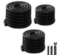 Innconee 3 Pcs Spiral Wrap Cable Protector, Safe 1/4"+1/2"+1" Od x 50 ft Pre Cut Lengths Hydraulic Hose Protector Wrap to Avoid Wear and Extend Life for Hydraulic Pneumatic Hoses (Black)