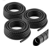Innconee 3 Pcs Spiral Wrap Cable Protector, Safe 1/4''+1/2''+3/8'' Od x 25' Pre Cut Lengths Hydraulic Hose Protector Wrap to Avoid Wear and Extend Life for Hydraulic Pneumatic Hoses(Black)