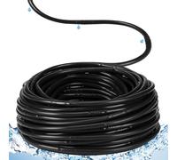 Innconee 50 ft 1/4 Inch Drip Irrigation Tubing with 6" Emitter Spacing Black Hydroponics Dripline Hose Irrigation Drip Line Emitter Tubing Parts for Gardens Greenhouses Bed Flower Efficient Watering