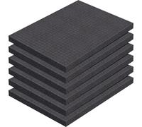 Innconee 6 Pcs 16 x 12 x 1 Inch Pre-cubed Pick Apart Foam Sheets Pre-cut Polyethylene Foam Inserts Black Packing Padding for Tool Box, Camera, Crafts and Storage Case
