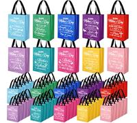Innconee 60 Pcs Christian Mother's Day Gift Bags Bulk with Handle Bible Verse Religious Gift Bags Non Woven Reusable Church Baptism Bible Verse Tote for Women Mom Grandma Catholic Theme Party Favors