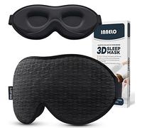INNELO Sleep Mask 100% Blackout for Men Women, 3D Contoured Zero Pressure Sleeping Mask with Ice Silk Lining - Breathable, Feather-Light Comfort Eye Mask for Sleeping,Travel, Insomnia(Black)
