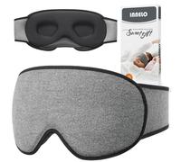 INNELO Sleep Mask for Men Women, Upgraded 3D Light Blocking, with Ear Protection, Ultra Soft and Comfortable Eye Mask for Side Sleepers, Sleep Blindfold with Hook and Loop Fastener, Grey