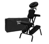 Inner Bliss Adjustable Massage Chair Foldable Therapy Chair with Carry Bag | Extra Thick Padding, Ergonomic Frame, Removable Headrest and Armrest | Portable Salon Tattoo Physio | Black